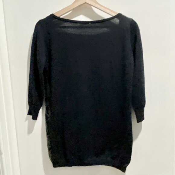 Sandro Bling Sequin Whimsigoth Quiet Luxury Fairy Wool Square Neck Sweater Top M - Picture 2 of 4